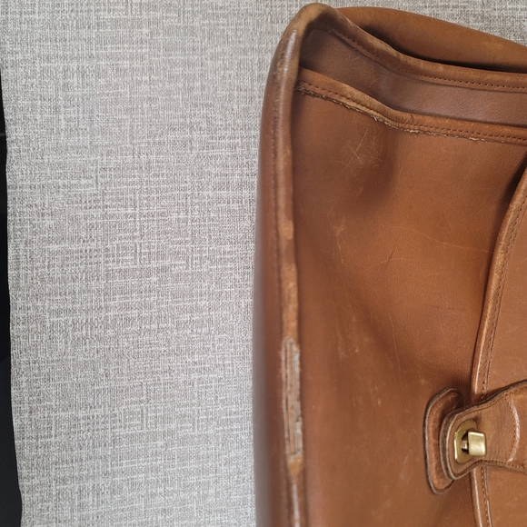 Vintage Coach Tan Leather Briefcase Laptop Messenger Bag Brown Tote - Picture 8 of 12